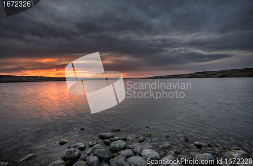 Image of Sunset Saskatchewan Lake Canada