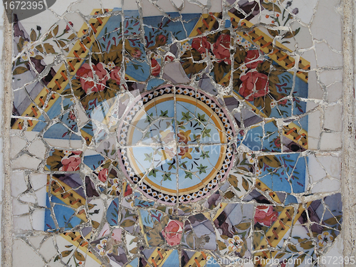 Image of Gaudi Mosaic Tiles - Barcelona, Spain