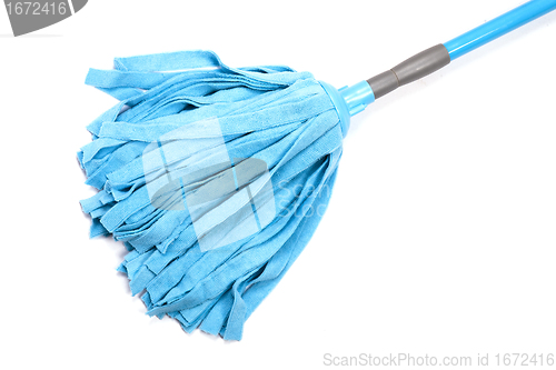 Image of blue mop for cleaning floor 