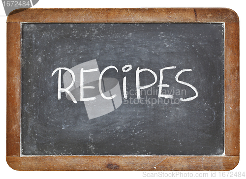 Image of recipes word on blackboard