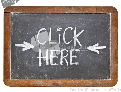 Image of click here blackboard sign