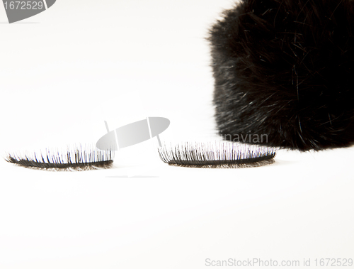 Image of false eyelashes and makeup acessories