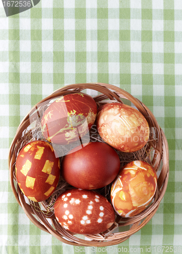 Image of easter eggs colored with onion skin