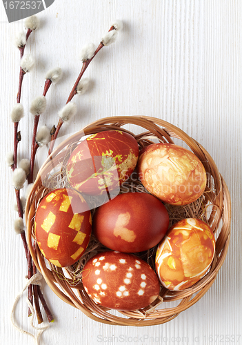 Image of easter eggs colored with onion skin