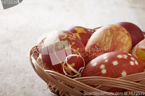 Image of easter eggs colored with onion skin