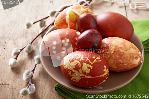 Image of easter eggs colored with onion skin