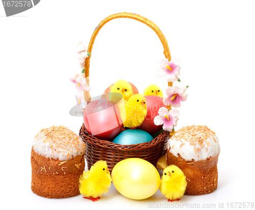 Image of Basket with Easter Eggs
