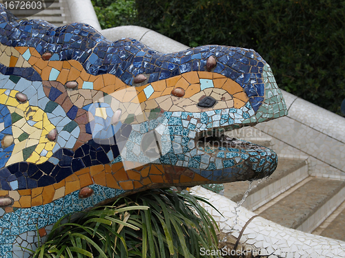 Image of Lizard Fountain, park Guell, Barcelona, Spain