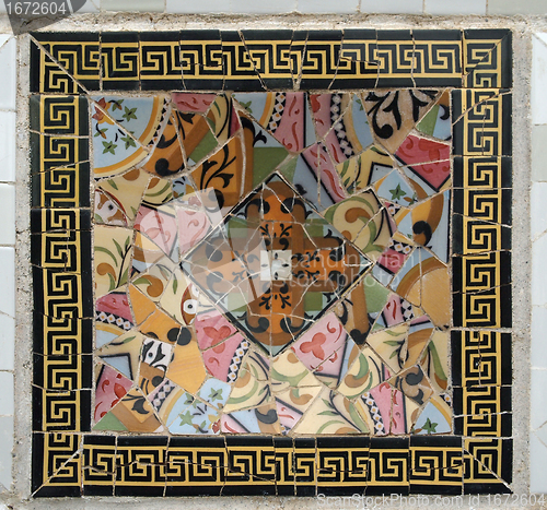 Image of Gaudi Mosaic Tiles - Barcelona, Spain