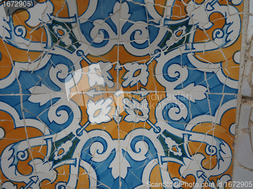 Image of Gaudi Mosaic Tiles - Barcelona, Spain