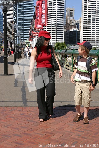 Image of Two people strolling in the city