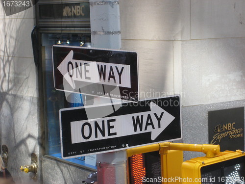 Image of New York, USA, Onw way street signs