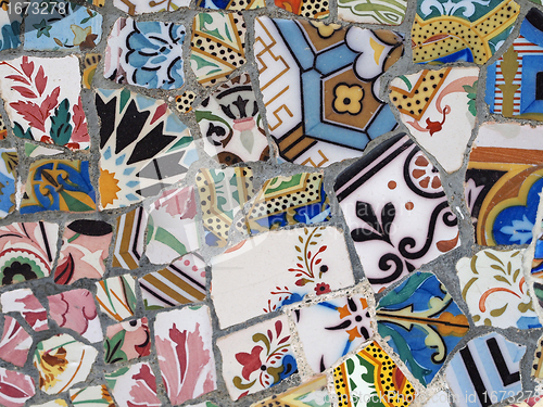 Image of Gaudi Mosaic Tiles - Barcelona, Spain