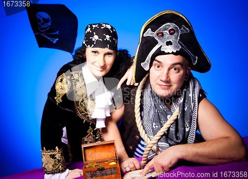 Image of two pirates on blue