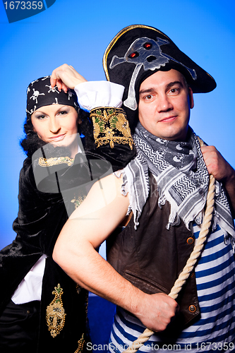 Image of two pirates on blue