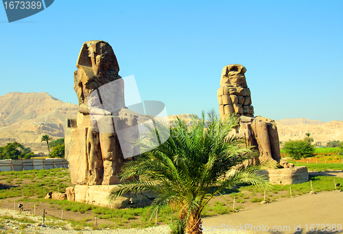 Image of colossi of memnon in Luxor Egypt