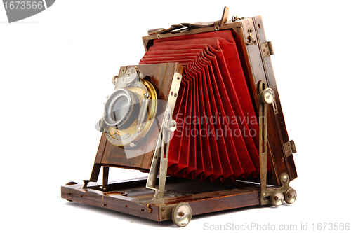 Image of old wooden photo camera