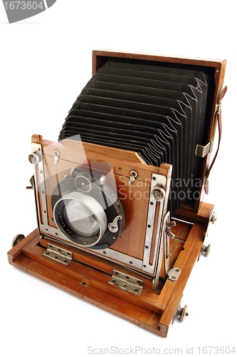 Image of old wooden photo camera