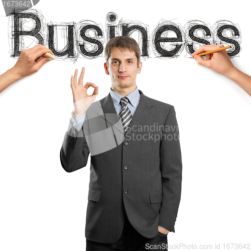 Image of sketch word business with businessman