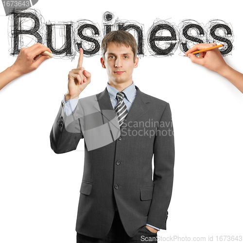 Image of sketch word business with businessman