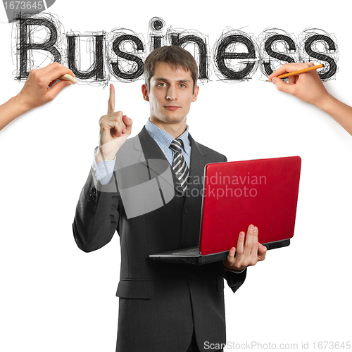 Image of sketch word business with businessman