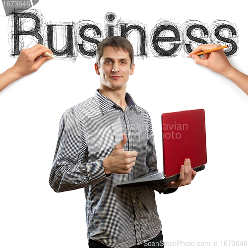 Image of sketch word business with businessman