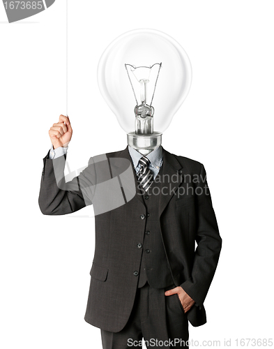Image of business man turn on hith bulb head