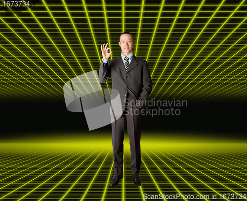 Image of businessman in fantastic place