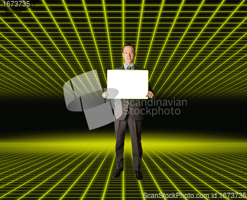 Image of businessman in fantastic place