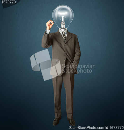 Image of businessman with lamp-head and marker