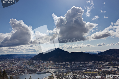 Image of Bergen with a big sky over