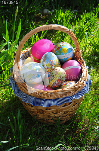 Image of basket with easter eggs