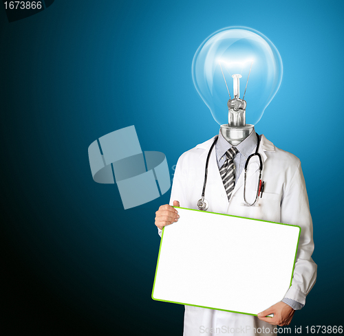 Image of doctor with empty board and lamp-head