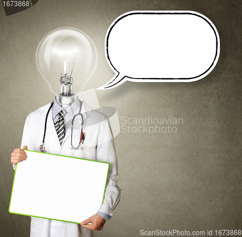 Image of doctor with empty board with thought bubble