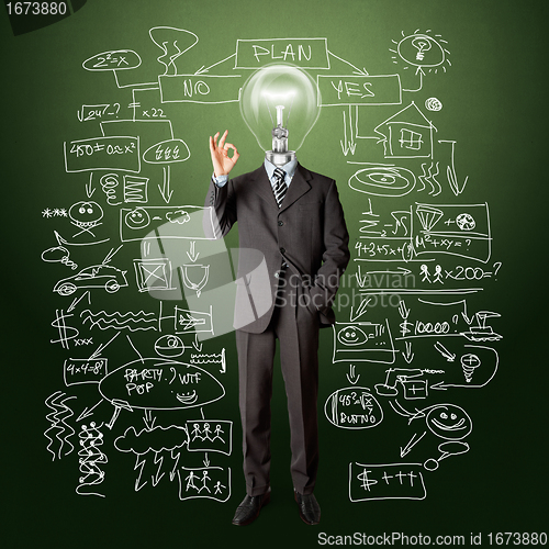 Image of full length business male with lamp-head
