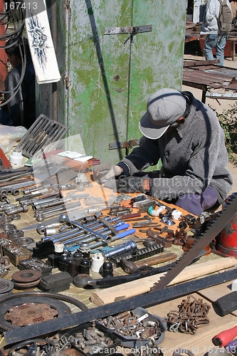 Image of Man fixing at market
