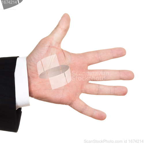 Image of businessman opened hand
