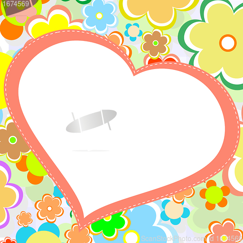 Image of beautiful bright flower heart. vector card