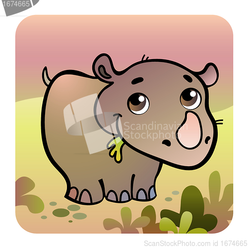 Image of Friendly rhino in savanna