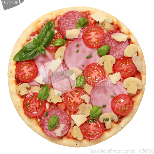 Image of Pizza with ham and salami