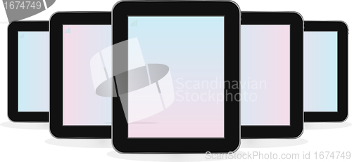 Image of Digital tablet computer set isolated on white