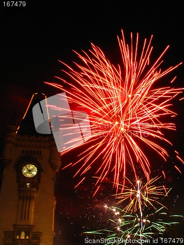 Image of Sparkling fireworks in the sky over the Palace