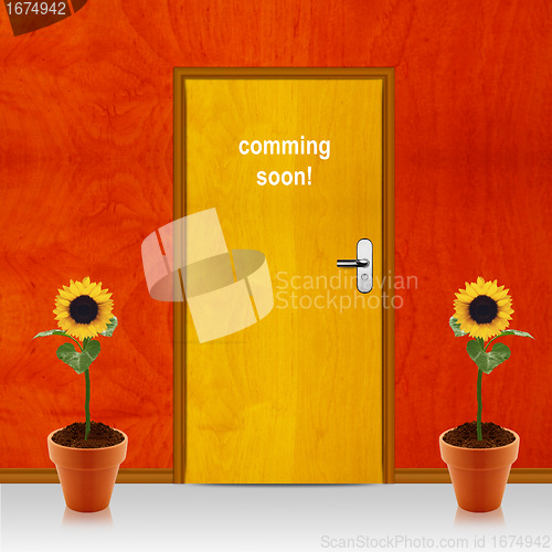 Image of closed door with coming soon mesage
