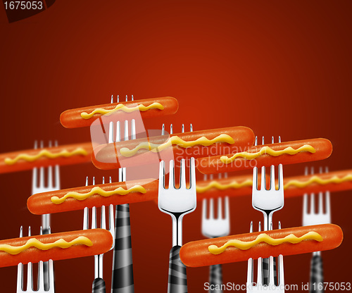 Image of Hotdog on forks