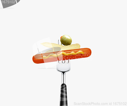 Image of Hotdog on fork