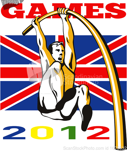 Image of Games 2012 Pole Vault Track and Field British Flag