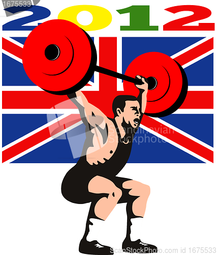 Image of Games 2012 Weightlifting Retro British Flag