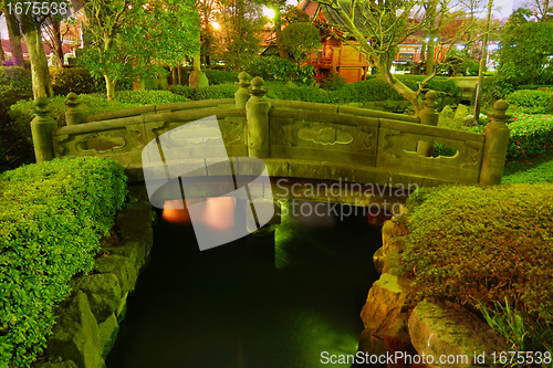 Image of japanese garden by night