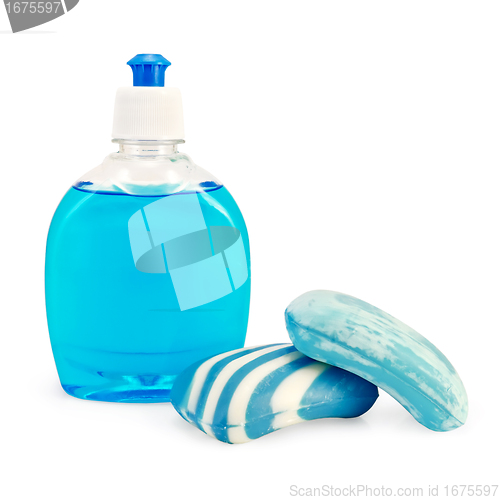 Image of Soap liquid and solid blue