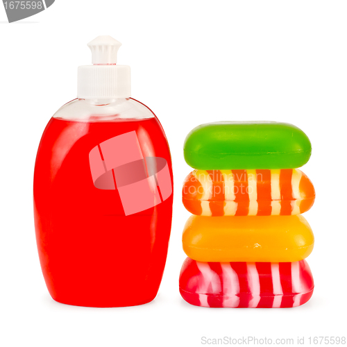 Image of Soap liquid red and stack solid soap